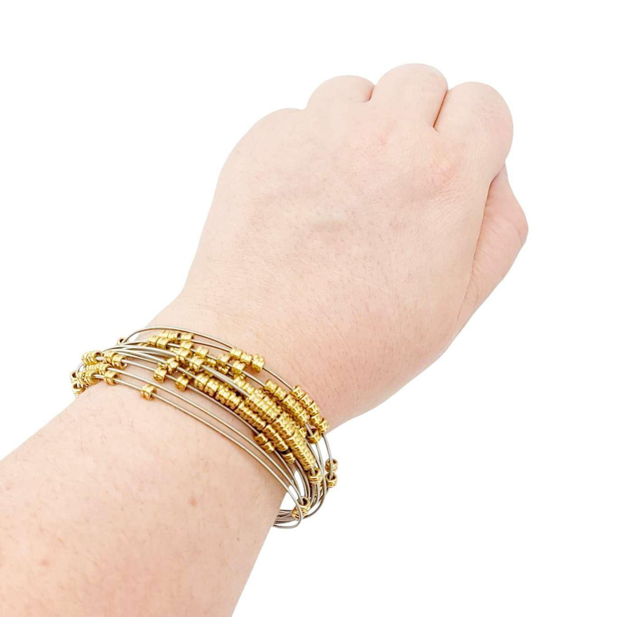 Bracelet - Fortissimo Fidget Guitar Strings Brass Beads (M or L) by High Strung Studios