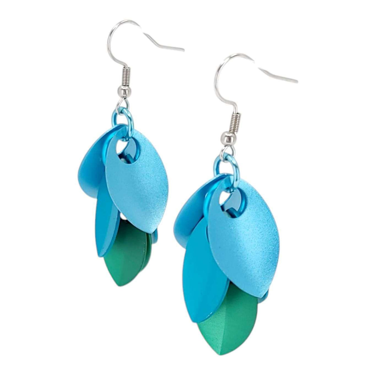 Earrings - Short Leafy Cascade (Winter Mint) by Rebeca Mojica