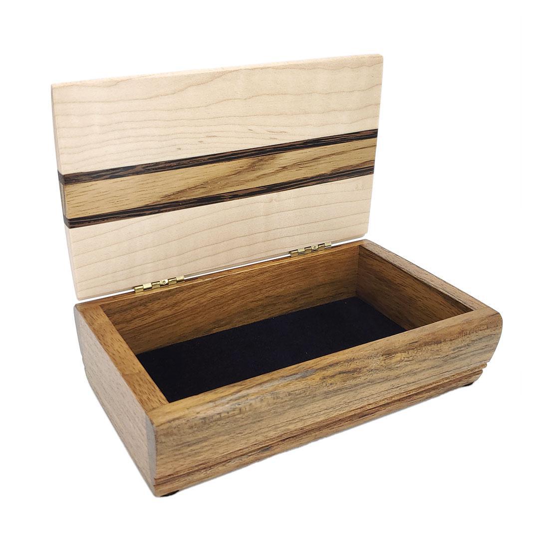 Jewelry Box - Small Treasure Box (Curly Maple, Shedua) by Mikutowski Woodworking