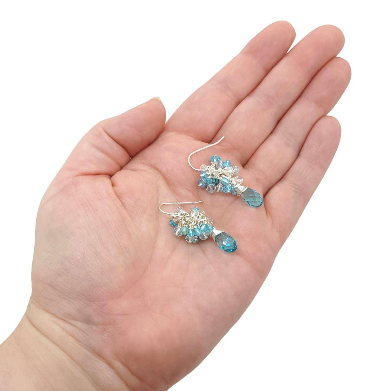 Earrings - Aquamarine Crystal Teardrop Clusters by Sugar Sidewalk