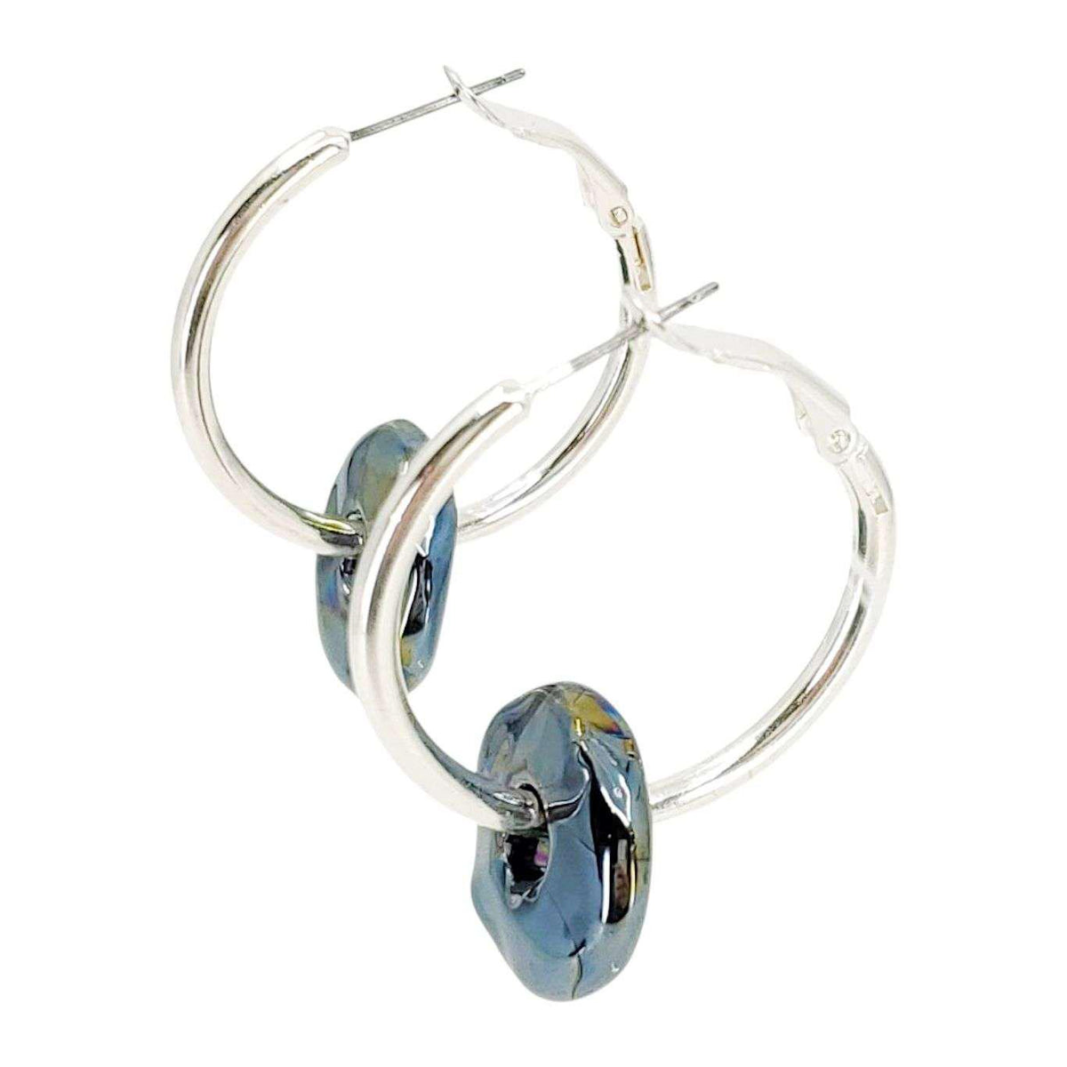 Earrings - Ceramic Ring Hoops (Black Sea) by Diana Kauffman