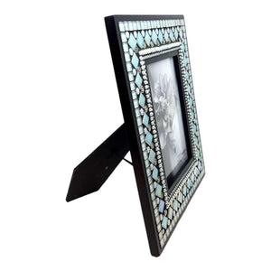 Picture Frame - 5x7in Mosaic Frame in Sea Sparkle by Zetamari Mosaic Artworks