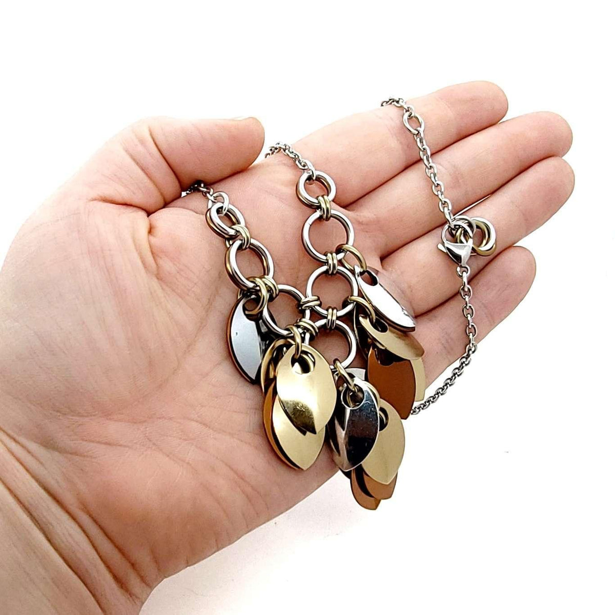 Necklace - Reversible V Feather Cascade (Shades of Brown) by Rebeca Mojica