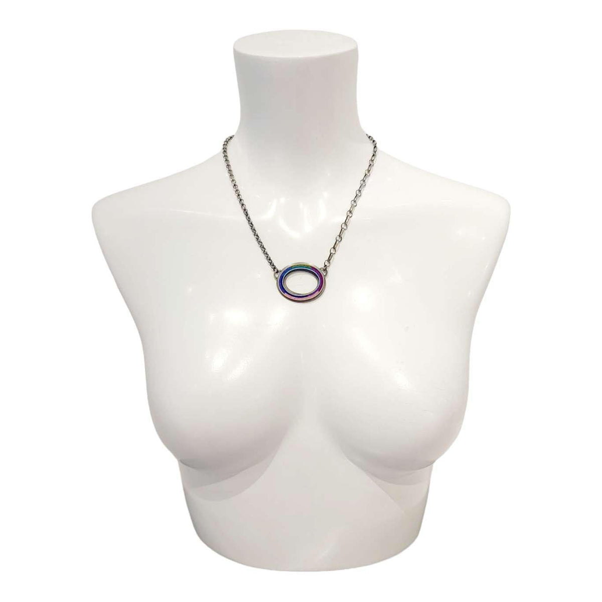 Necklace - Large Oval Donut in Cool by Michele A. Friedman