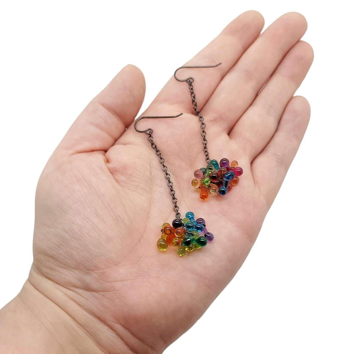 Earrings - Long Rosetti Bloom in Rainbow by Krista Bermeo Studio