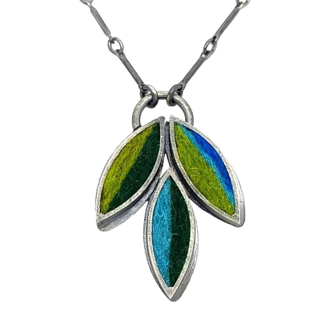 Necklace - Lotus Flower in Blue and Green by Michele A. Friedman