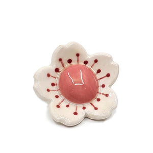 Ceramic Pin - White Sakura with Pink by Jennifer Fujimoto