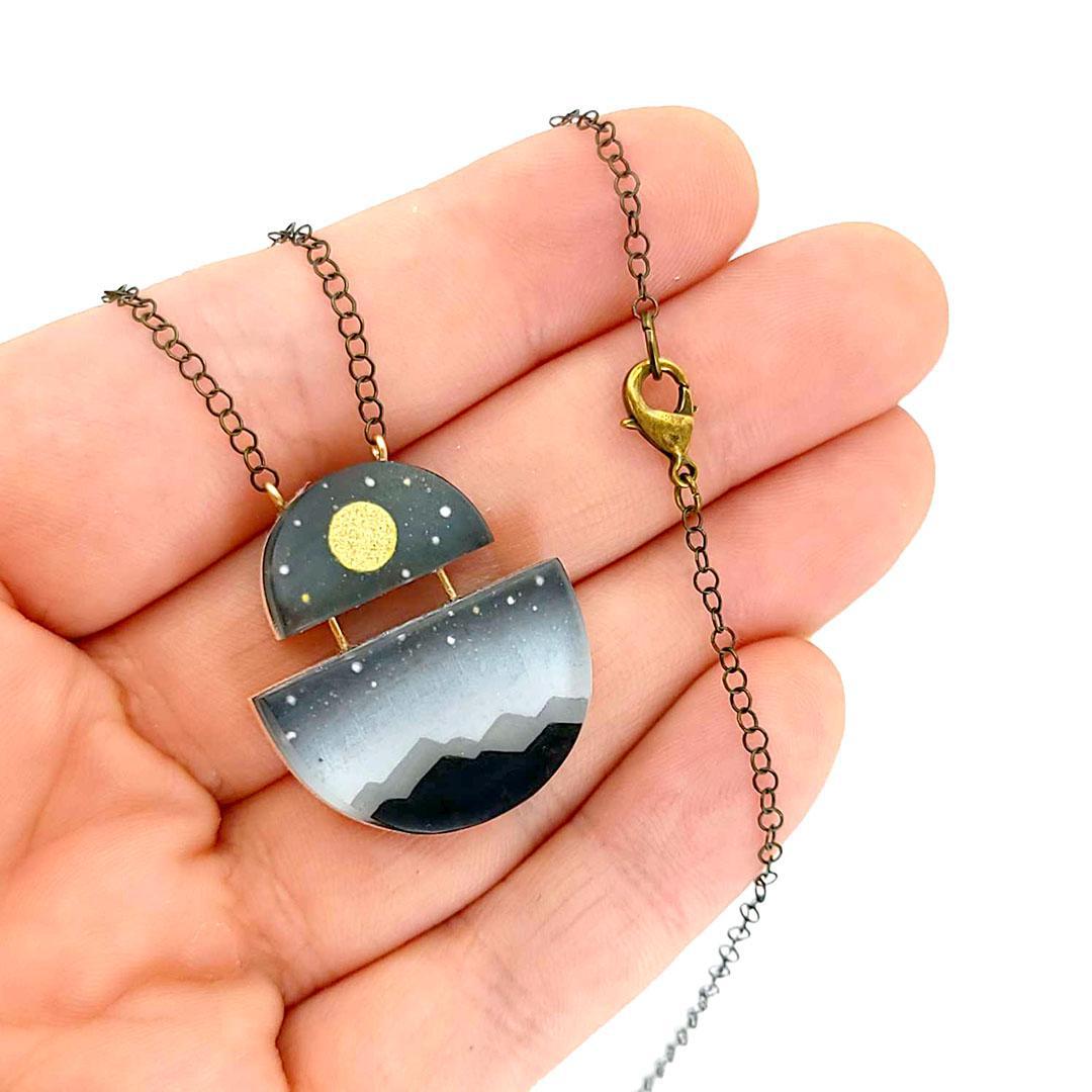 Necklace - Full Moon Gold Painted by Fernworks