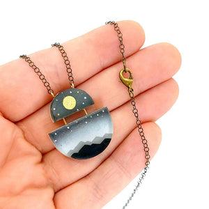Necklace - Full Moon Gold Painted by Fernworks