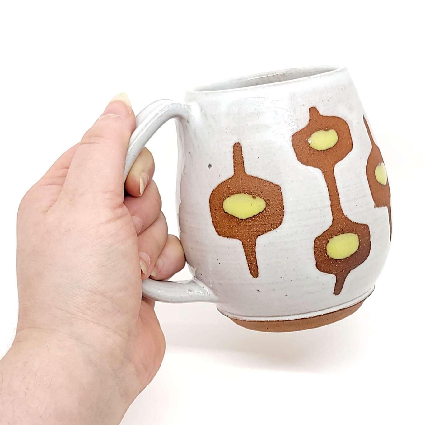 Mug - Mid-Century Modern in White and Yellow by Fern Street Pottery