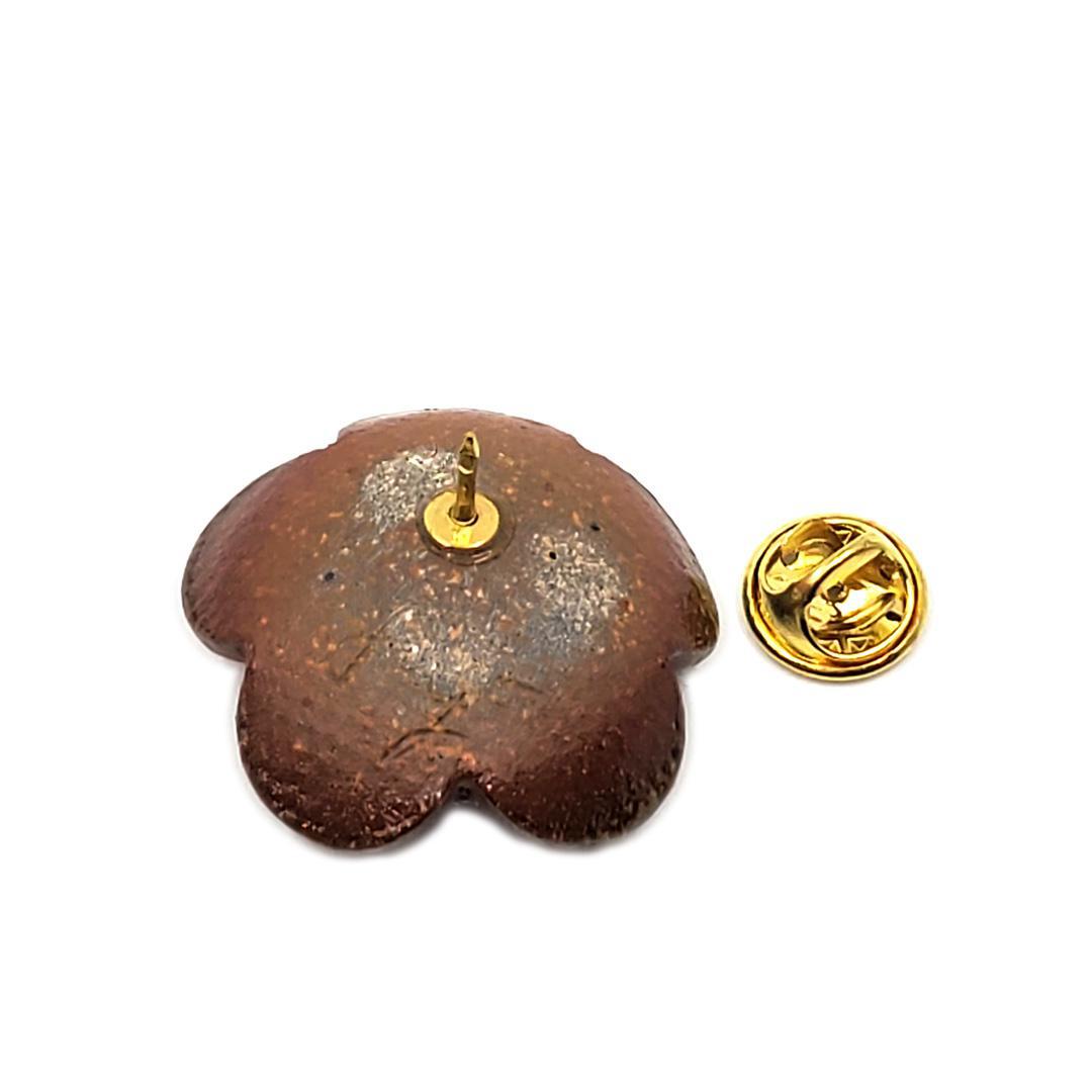 Ceramic Pin - Plum Sakura with Large Center by Jennifer Fujimoto