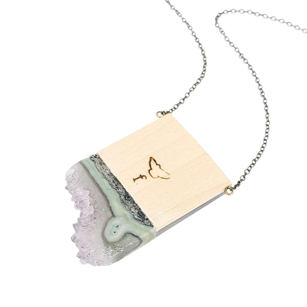 Necklace - Flock Crystal (Gunmetal) by Fernworks