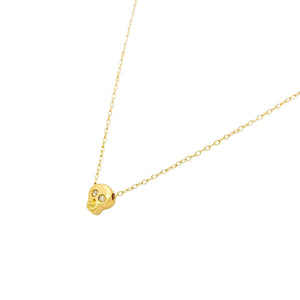 Necklace - Diamond-Eyed Tiny Skull in 14k Gold by Michelle Chang