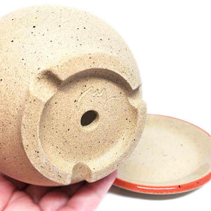 Planter - Coy Face (Red Saucer) by Jennifer Fujimoto