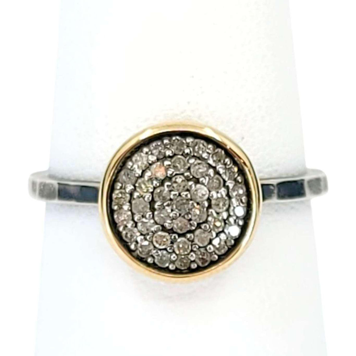 Ring - Size 5, 8 - 10mm Pave Diamond Hammered Band (14k Gold, Sterling Silver, Diamond) by 314 Studio