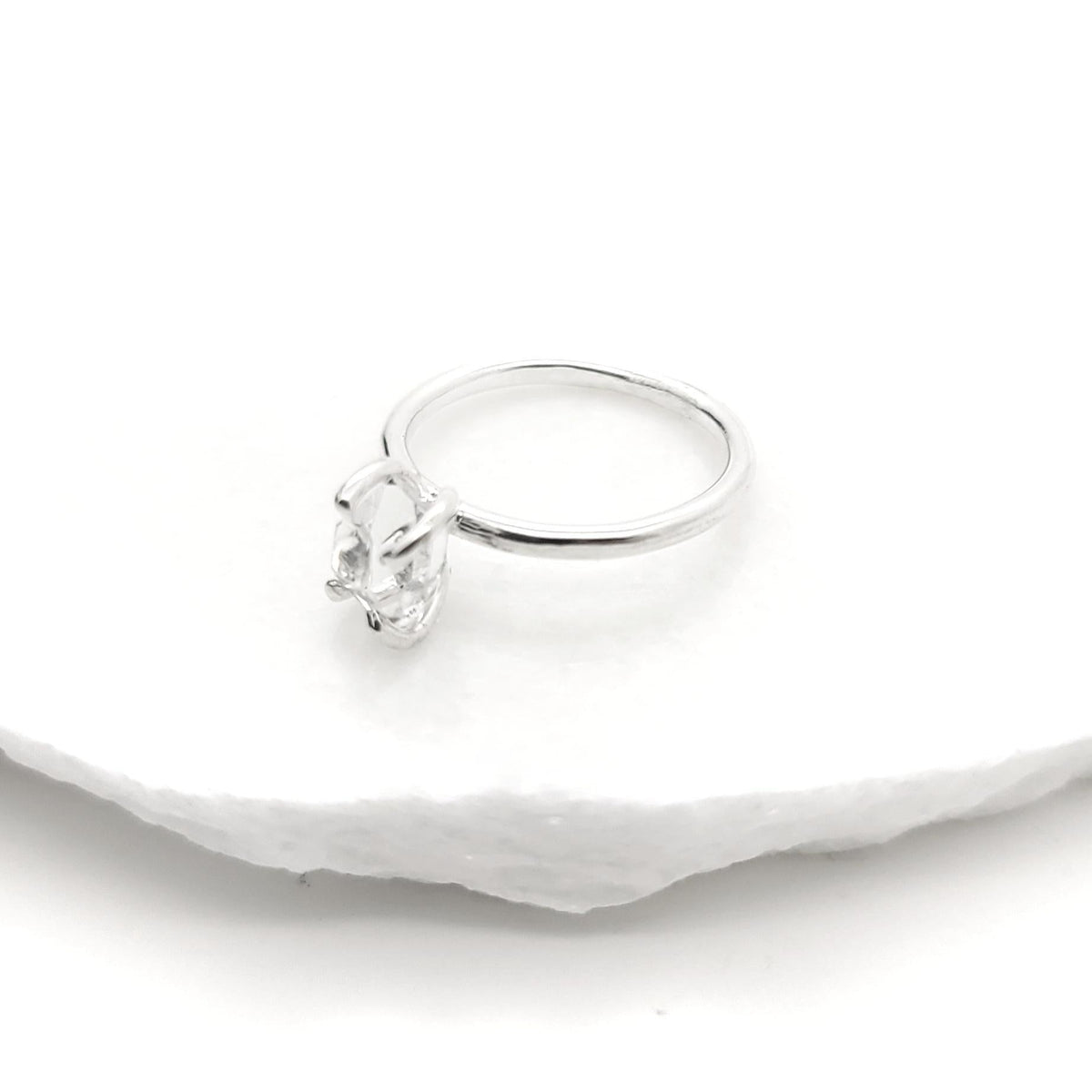 Ring - Size 5,7 - Mini Horizontal Herkimer in Bright Sterling Silver by Storica Studio