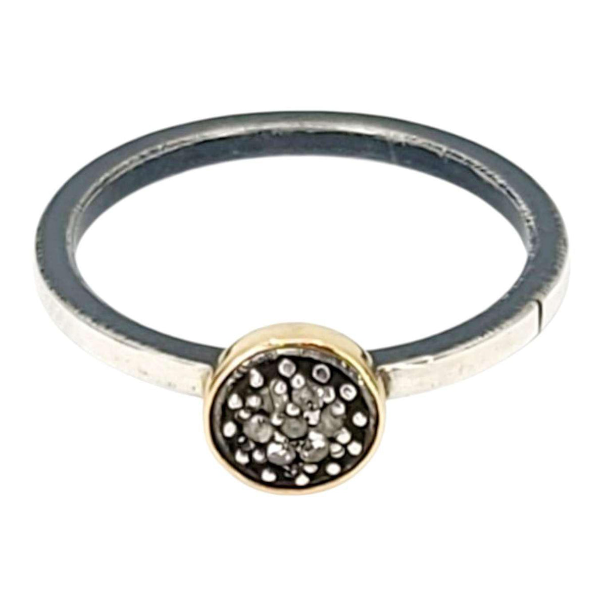 Ring - Size 7 - 6mm Pave Diamond Notched Band (14k Gold, Sterling Silver, Diamond) by 314 Studio