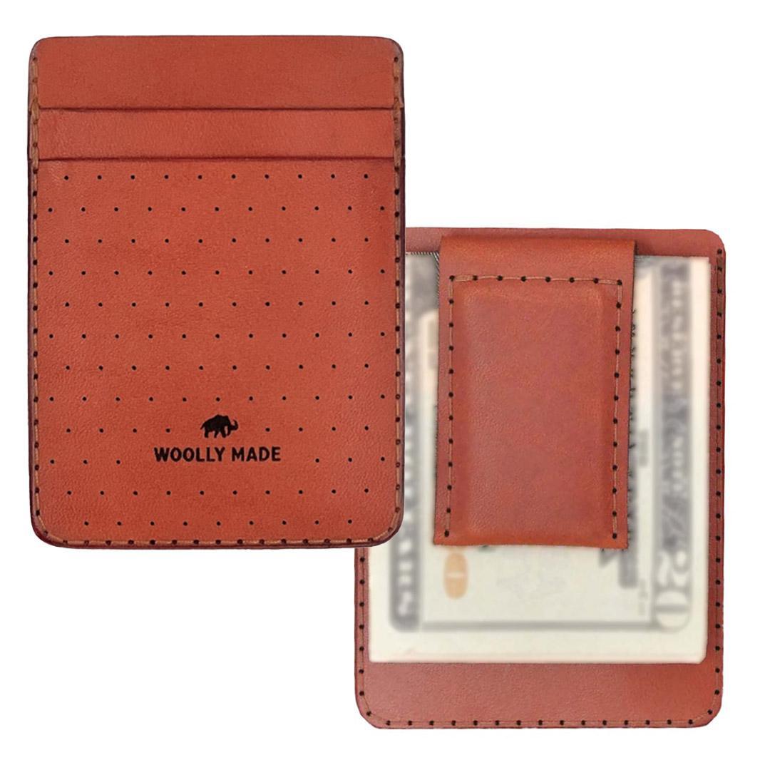 Wallet - Money Clip in Perforated Leather (Assorted Colors) by Woolly Made