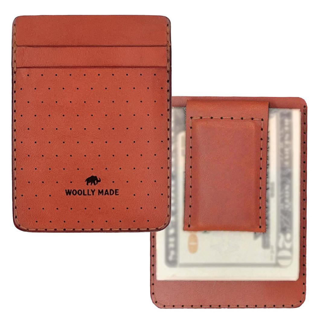 Wallet - Money Clip in Perforated Leather (Assorted Colors) by Woolly Made