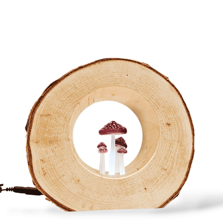 Lamp - Medium Birch Ring with Mushrooms in Red by Sage Studios