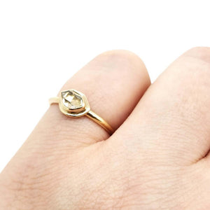 Ring - Size 7 (Custom Sizing Available) - Glacier Mini Horizontal Herkimer in 14k Yellow Gold by Stórica Studio