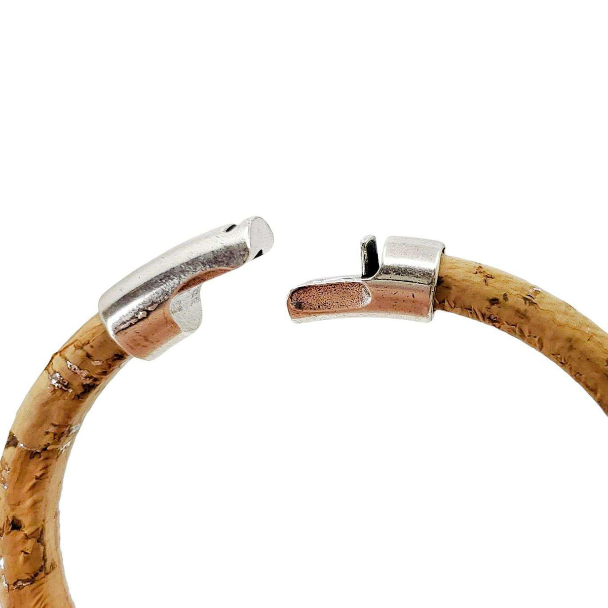 Bracelet - Surf and Sand (Ocean Blue Ceramic, Silver Cork Leather, Silver) by Diana Kauffman