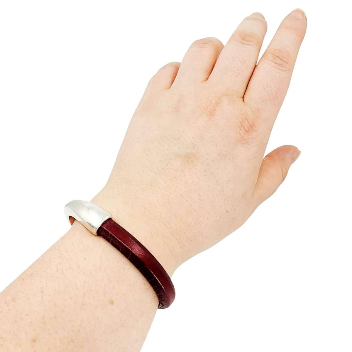 Bracelet - Red Leather Breakaway (Assorted Metals) by Diana Kauffman Designs