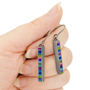 Earrings - Small Rectangle (Cool) by Michele A. Friedman