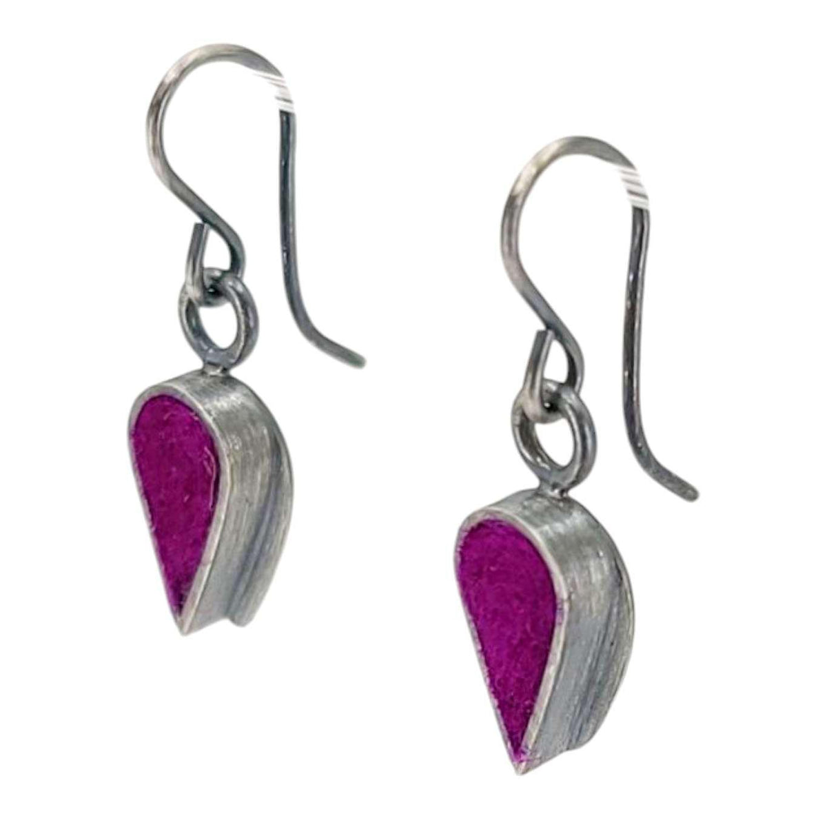 Earrings - Tiny Teardrops in Raspberry by Michele A. Friedman