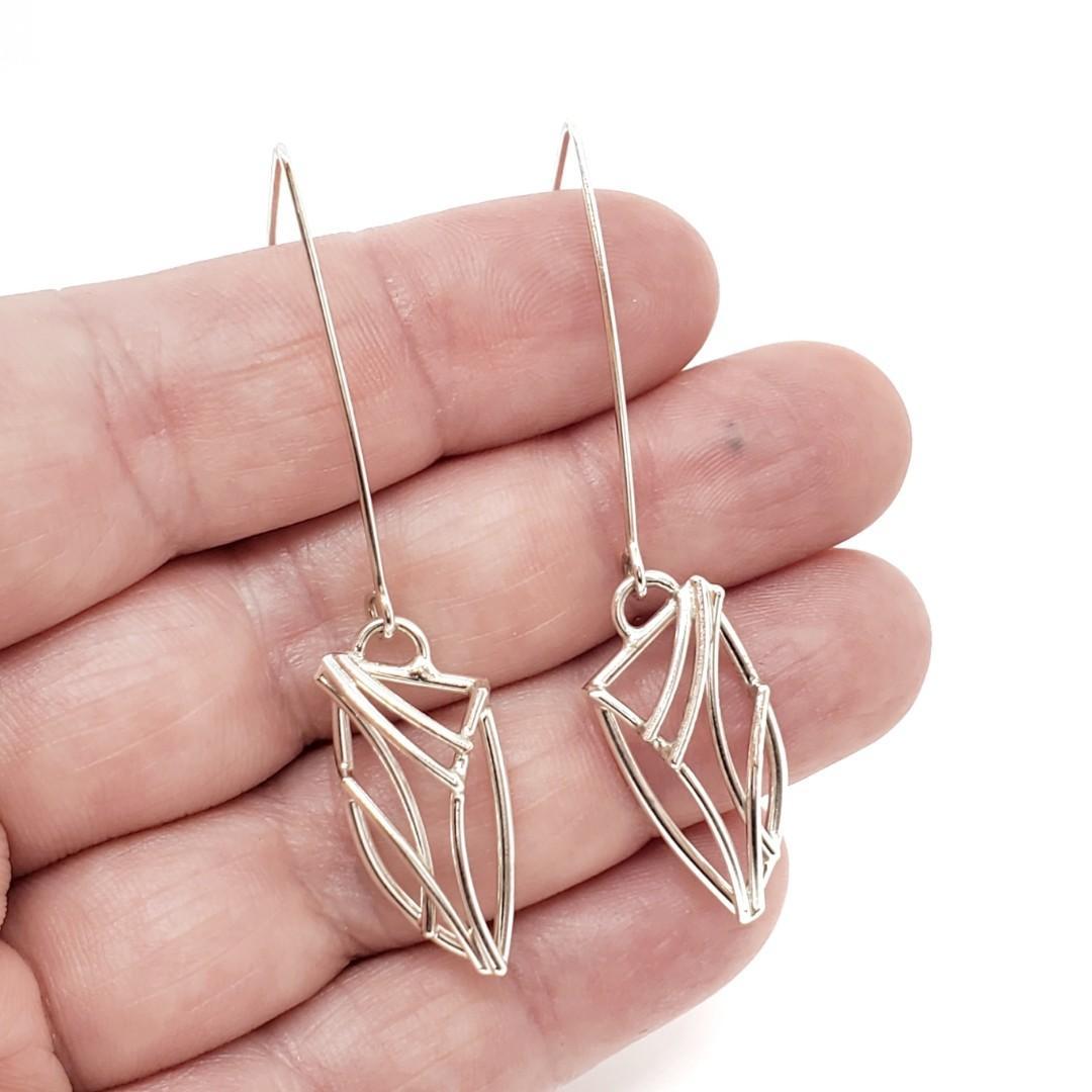 Earrings - Small Dangling Daggers Argentium Silver by Jen Surine