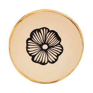 Trinket Dish - 4in Floral with 22k Gold Solid Lip (B) by Hsieh Clay SF