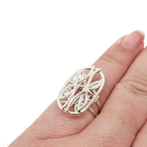 Ring - Size 6.5 - Oval Openwork Argentium Silver by Jen Surine