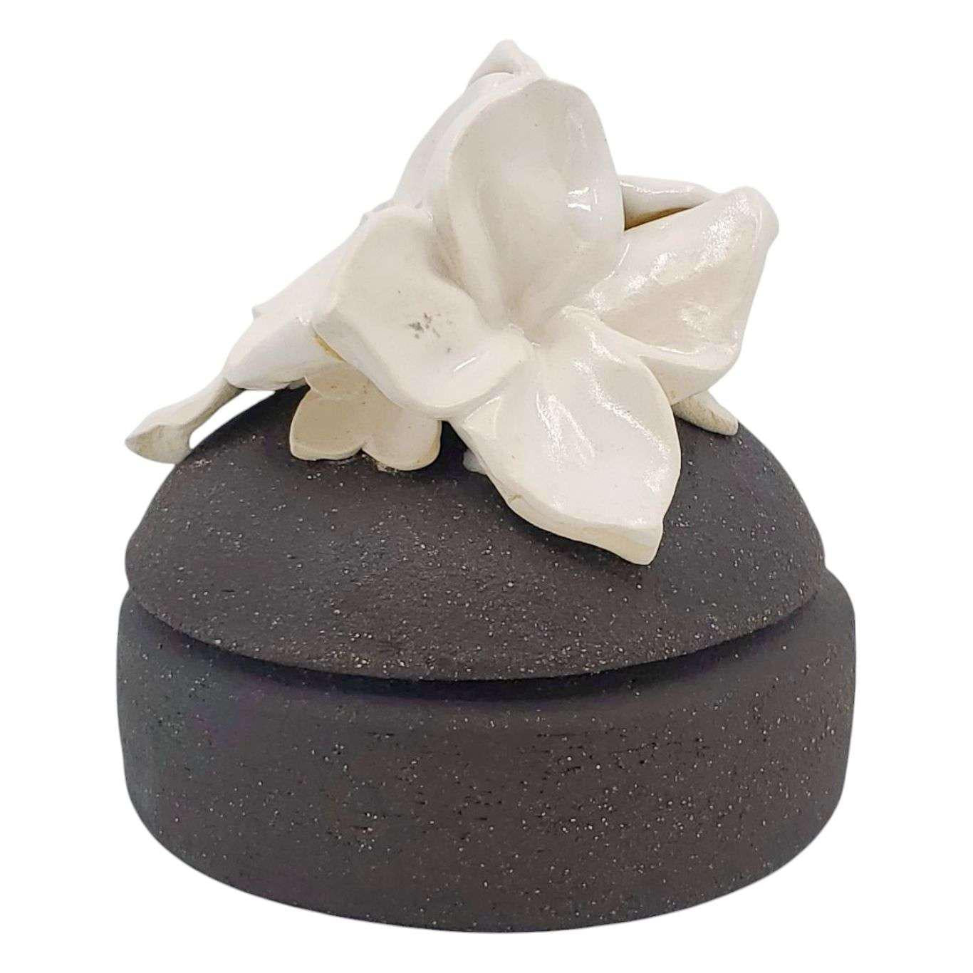 Box - Blossom Lidded Jar (Charcoal) by Erica Moore Pottery