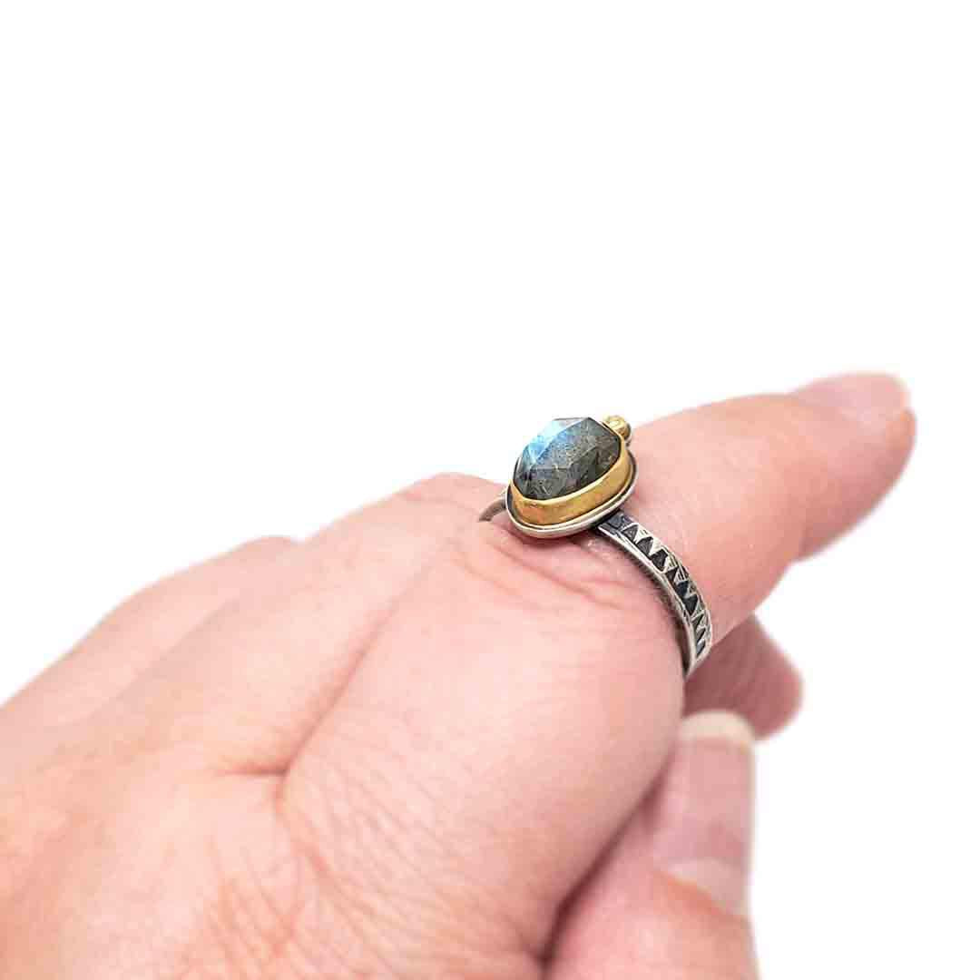 Ring - Size 9.25 - OOAK Labradorite Ring in Mixed Metals by Allison Kallaway