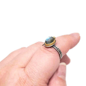 Ring - Size 9.25 - OOAK Labradorite Ring in Mixed Metals by Allison Kallaway