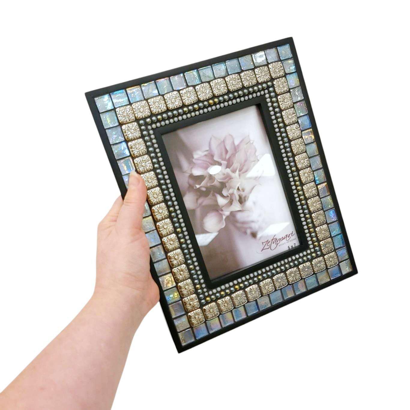 Mosaic Picture Frame - 5x7in (Moonlight Shimmer) by Zetamari Mosaic Artworks