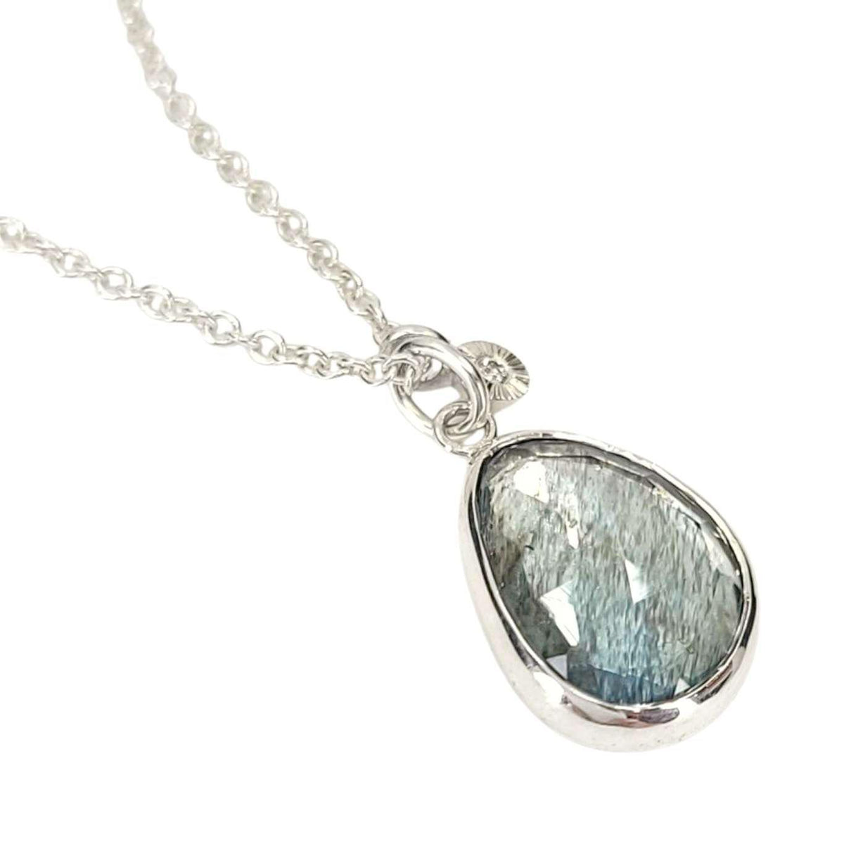 Necklace - Theia (Moss Aquamarine, Diamond, Sterling Silver) by Corey Egan