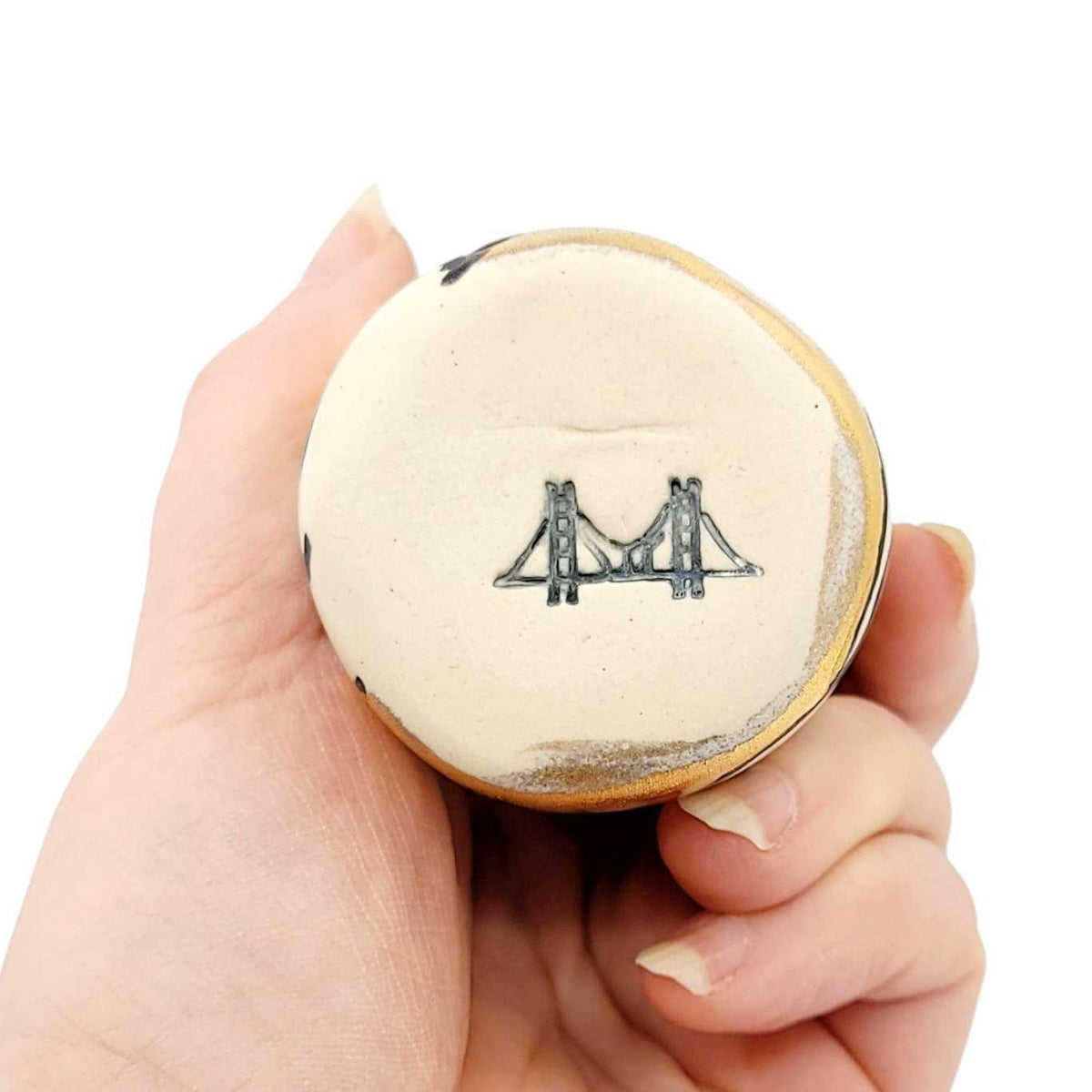 Vase - 6in Floral Cylinder with 22k Gold Solid Background (D) by Hsieh Clay SF