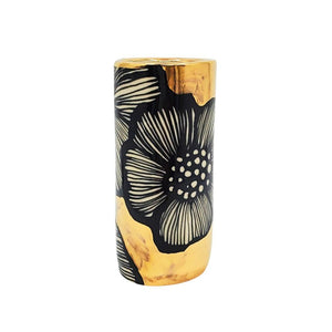 Vase - 4in - Floral Cylinder with 22k Gold Background (A) by Hsieh Clay SF