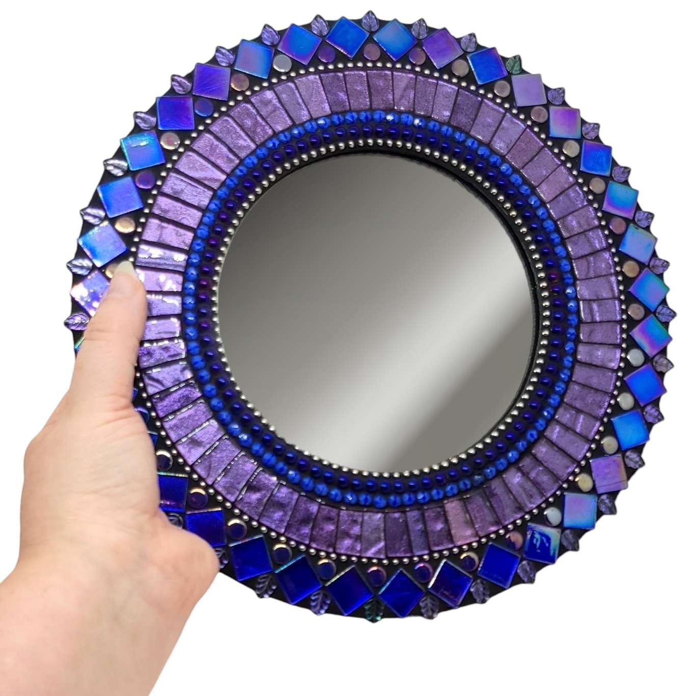 Mirror - 10in Round Mosaic in Magic Purples by Zetamari Mosaic Artworks