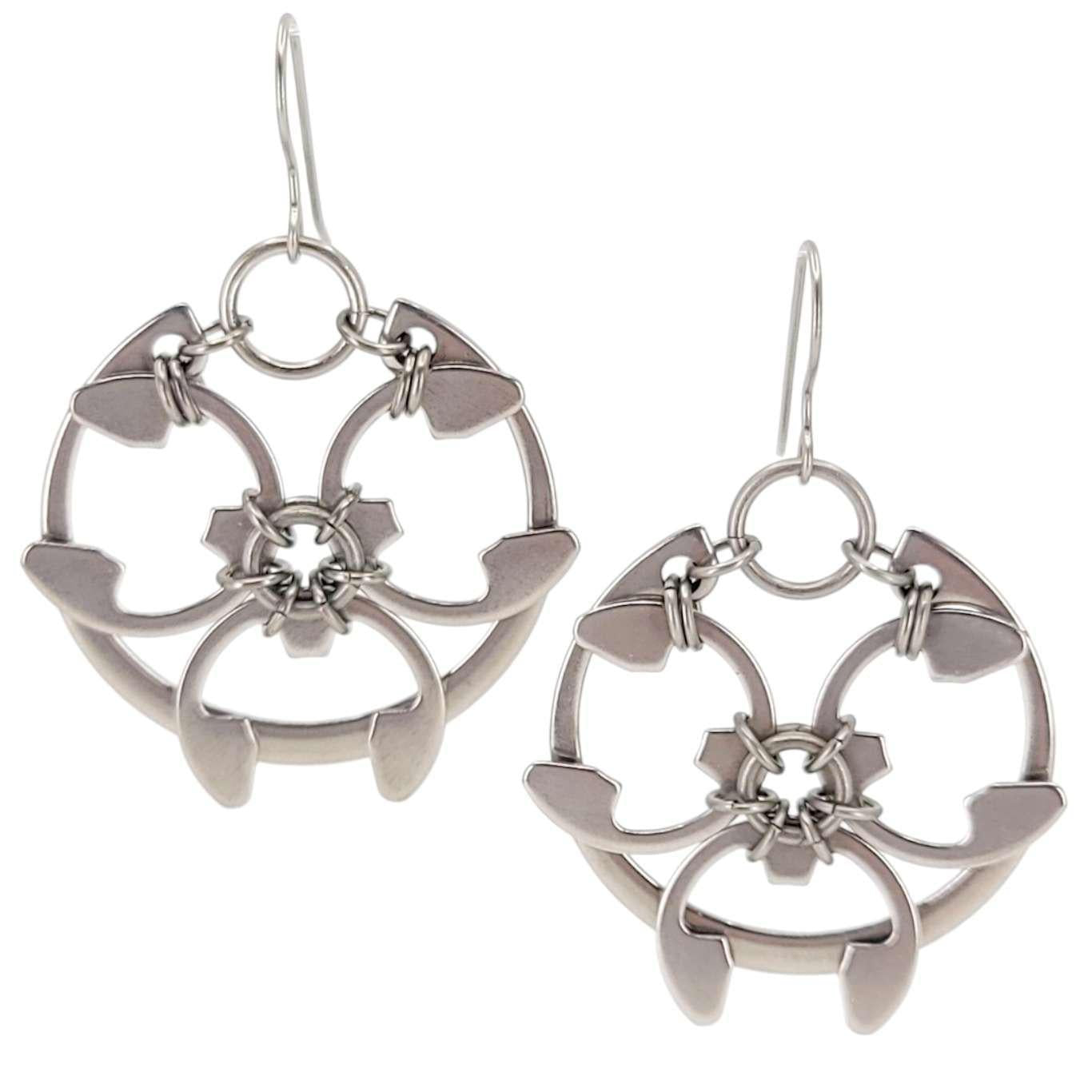 Earrings - Rose Window (Stainless Steel and Titanium) by Wraptillion