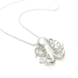 Necklace - Diamond-Eyed Baby Octopus in Sterling Silver by Michelle Chang