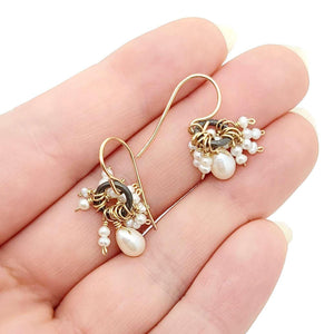 Earrings - Pearl and Gold Clusters by Calliope Jewelry