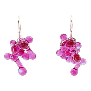 Earrings - Short Rosetti Glass Clusters in Hot Pink by Krista Bermeo Studio