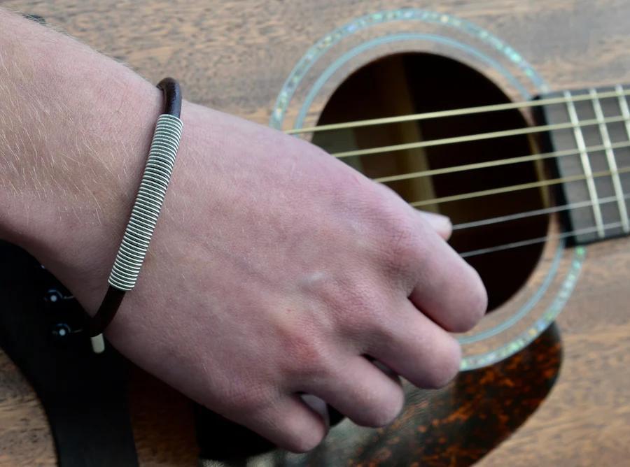 Bracelet - L - Wound Up Leather (Black) by High Strung Studios