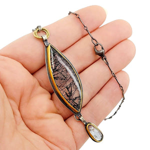 Necklace - Rutilated Quartz Aquamarine 14k 18k Gold by Allison Kallaway