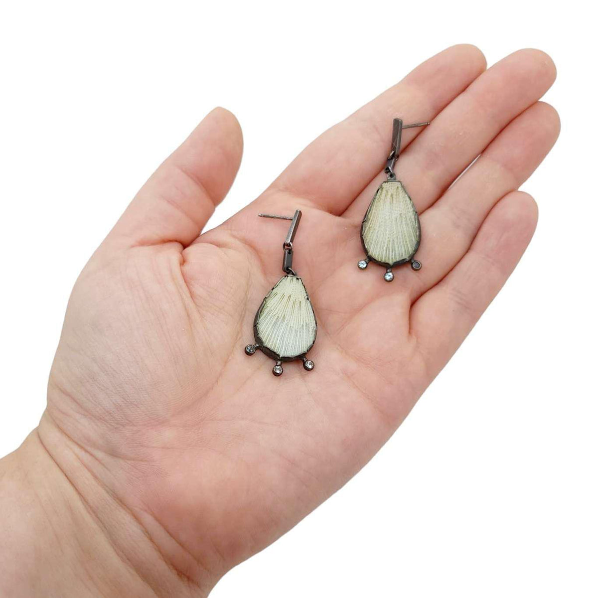 Earrings - Coral Spray Drops in Sterling Silver with Topaz and Sapphire by Janine DeCresenzo