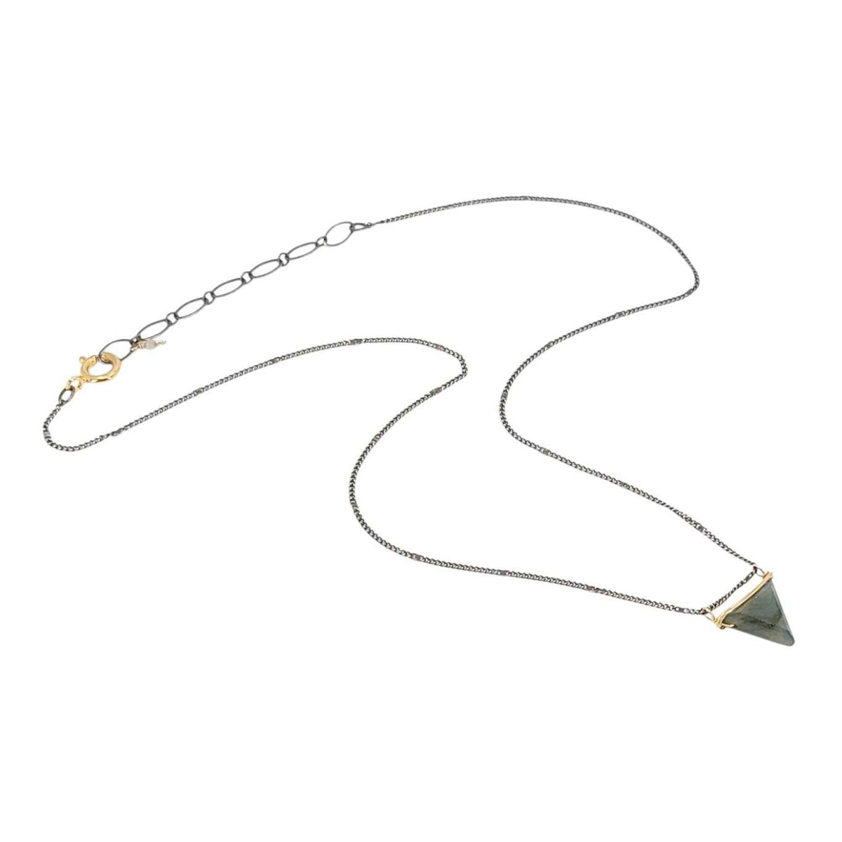 Necklace - Triangular Gem Slide Pendant (Labradorite) by Calliope Jewelry