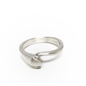 Ring - Diamond-Eyed Large Snake Tail in Sterling Silver by Michelle Chang