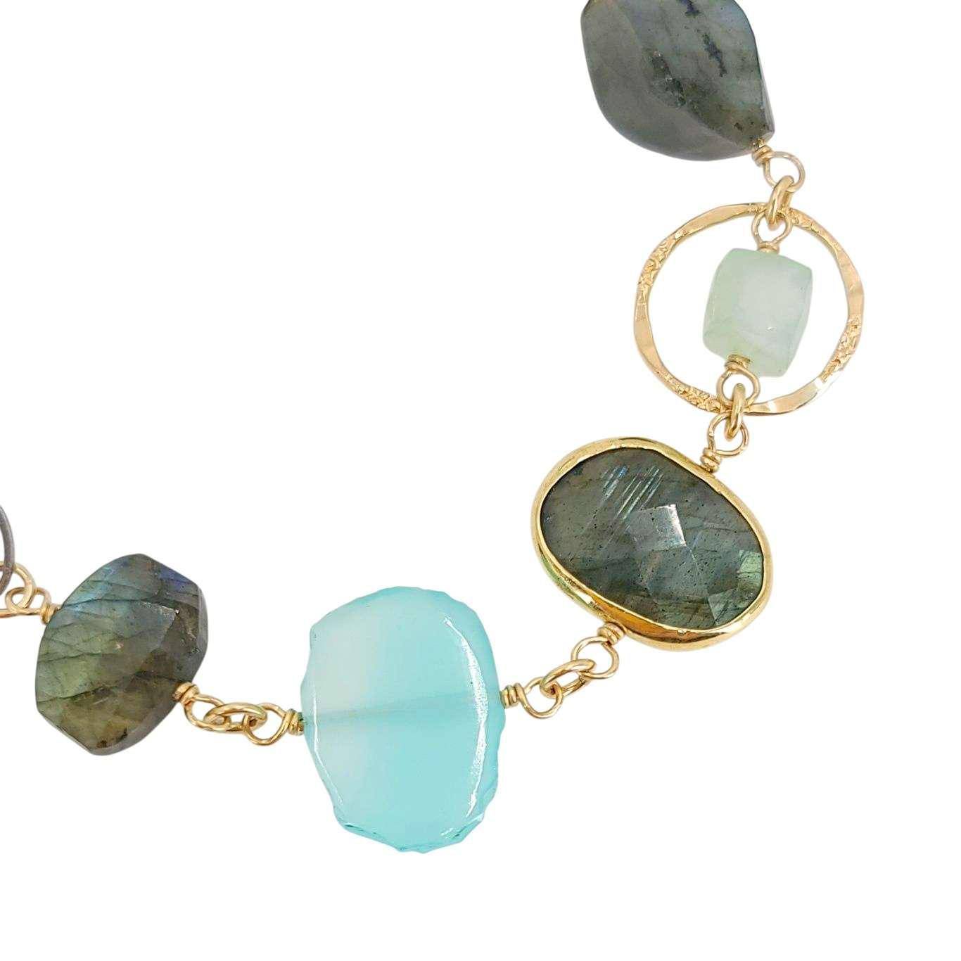 Bracelet - Chunky Mixed Gemstones (Chalcedony, Labradorite, Rainbow Moonstone) by Calliope Jewelry